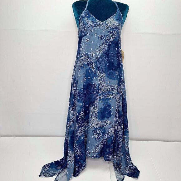 True Craft Summer Dress XS Bandana Blue Midi NWT Paisley - Picture 1 of 8